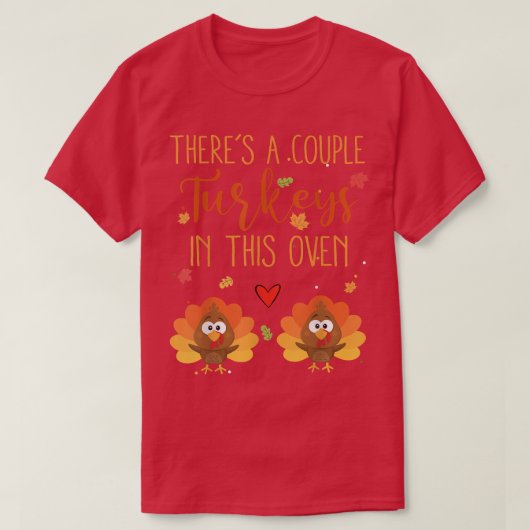 Twin Pregnancy Announcement Baby Reveal Thanksgivi T-Shirt (Design vorne)