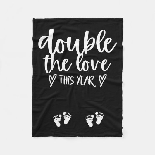 Twin Pregnancy Valentines Day Baby Announcement Fleecedecke (Vorderseite)