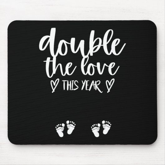 Twin Pregnancy Valentines Day Baby Announcement Mousepad (Vorne)