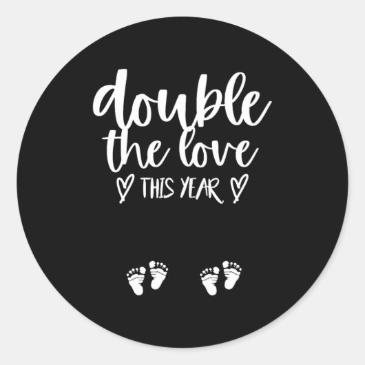 Twin Pregnancy Valentines Day Baby Announcement  Runder Aufkleber (Vorderseite)