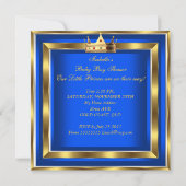 Twin Prince Baby Dusche Royal Blue Gold Boy Crown Einladung (Rückseite)