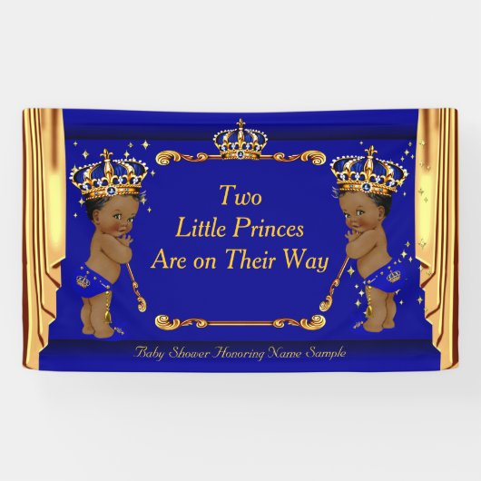 Twin Prince Baby Duwer Blue Gold Drapes Ethnic Banner (Horizontal)