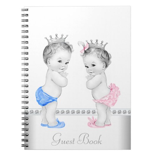 Twin Prince und Princess Baby Shower Gästebuch Notizblock (Vorderseite)