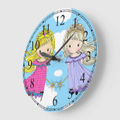 Twin Princesses Little Girls Clock Große Wanduhr (Winkel)