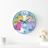 Twin Princesses Little Girls Clock Große Wanduhr (Zuhause)
