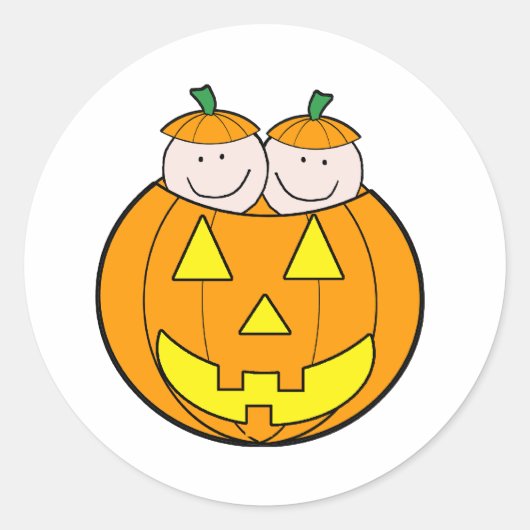 Twin Pumpkin Babies Graphic Runder Aufkleber (Vorderseite)