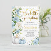 Twin Pumpkin Baby Shower Einladung Twin Boys Fall (Stehend Vorderseite)