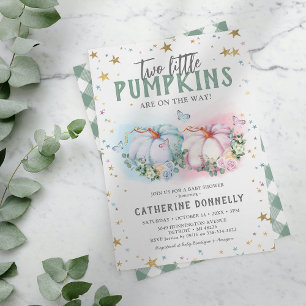 Twin Pumpkin Boy Girl Baby Shower Einladung