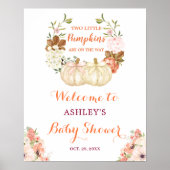 Twin Pumpkins Floral Niedlich Baby Dusche Begrüßun Poster (Vorne)