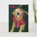 TWIN-PUT ON BEST TUTU AND ENJOY YOUR BIRTHDAY KARTE<br><div class="desc">THIS RETREIVER IS SO READY TO CELEBRATE "YOUR TWIN'S BIRTHDAY" AND HER PINK TUTU SAYS IT ALL. ALONG WITH YOUR WORDS,  MAKE HER DAY "SPECIAL" WITH THIS CARD!</div>