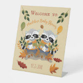 Twin Raccoons Babydusche Begrüßungsschild Sockelschild (Vorderseite)