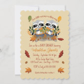 Twin Raccoons Woodland Baby Shower Einladung (Vorderseite)