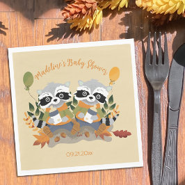 Twin Raccoons Woodland Babydusche Papier Napkins Serviette