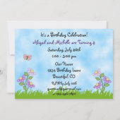 Twin Rainbow Ponies Pferde Einladung zum Geburtsta (Rückseite)