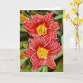 Twin Red Lilie Blume Art Note Card Karte (Gelbe Blume)