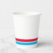 Twin Red Sky Blue Bottom Racing Streifen auf weiß Pappbecher (Rückseite)