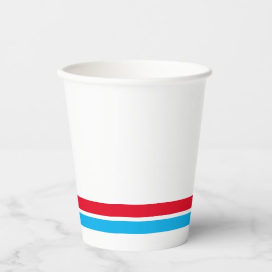 Twin Red Sky Blue Bottom Racing Streifen auf weiß Pappbecher (Vorderseite)
