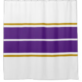 Twin Royal Lila Racing Streifen auf Weiß Duschvorhang (Vorderseite)