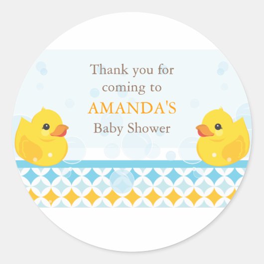 Twin Rubber Duckies Baby Duckies Favor Sticker (Vorderseite)