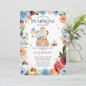 Twin Safari Animals Pumpkin Drive By Baby Shower Einladung (Stehend Vorderseite)