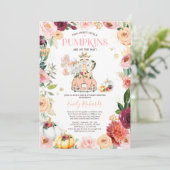 Twin Safari Animals Pumpkin Drive By Baby Shower Einladung (Stehend Vorderseite)