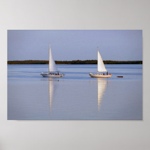 Twin Sailboats Morning Sail Poster
