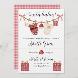 Twin Santa Babies Baby Shower Invitation Einladung