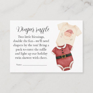 Twin Santa Babies Diaper Raffle Card Begleitkarte