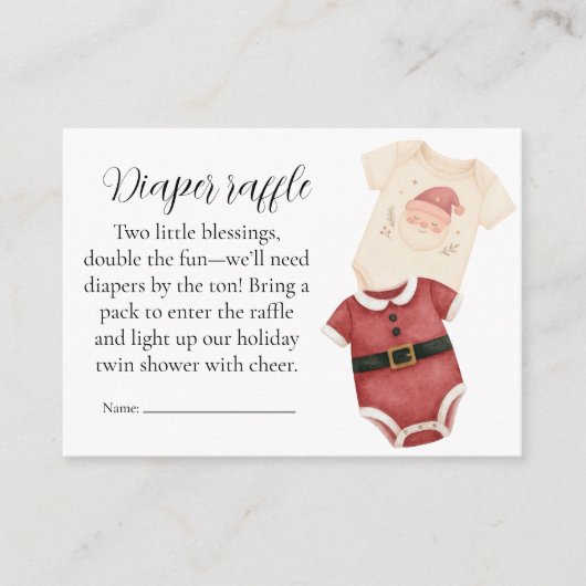 Twin Santa Babies Diaper Raffle Card Begleitkarte (Vorderseite)