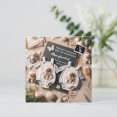 Twin Schwangerschaft Ankündigung digitales Baby en (Stehend Vorderseite)