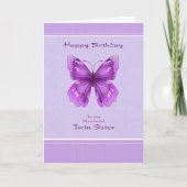 Twin Sister Birthday Card - Lila Schmetterling Karte (Vorderseite)