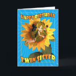 Twin Sister Birthday Card mit Fee Süsse Pie Karte<br><div class="desc">Twin Sister Birthday Card mit Fee Süsse Pie</div>