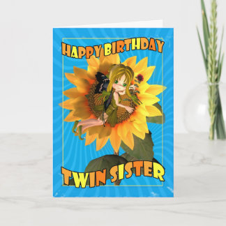 Twin Sister Birthday Card mit Fee Süsse Pie Karte