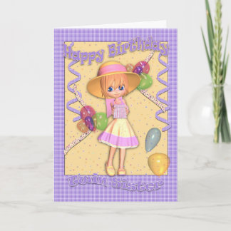 Twin Sister Birthday Card - Niedliches kleines Mäd Karte
