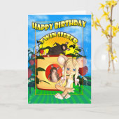 Twin Sister Birthday Card Süsse Pie Maus mit mi Karte (Gelbe Blume)