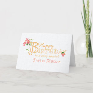 Twin Sister Birthday mit Clematis Blume Card Feiertagskarte