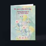 Twin Sister Birthday Watercolor Cactus Karte<br><div class="desc">Eine wunderschöne Aquarellkarte,  die Sie Ihrer Zwillingsschwester zum Geburtstag schicken können</div>