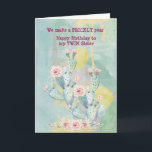 Twin Sister Birthday Watercolor Cactus Karte<br><div class="desc">Eine wunderschöne Aquarellkarte,  die Sie Ihrer Zwillingsschwester zum Geburtstag schicken können</div>