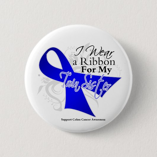 Twin Sister Blue Ribbon - Colon Cancer Button (Vorderseite)