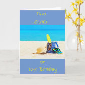 **TWIN SISTER** GENIESSEN SIE IHRE GEBURTSKARTE KARTE (Gelbe Blume)