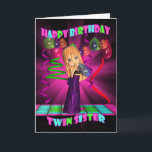 Twin Sister Happy Birthday mit Niedlicher kleiner  Karte<br><div class="desc">Twin Sister Happy Birthday mit Niedlichen kleinen Süsse Pie Ballons und Streamer</div>