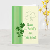 Twin Sister Happy St. Patrick's Day Karte (Gelbe Blume)