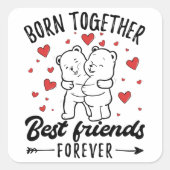 Twin Sister Twins Quadratischer Aufkleber (Vorderseite)