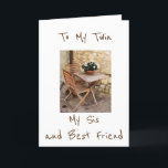 ****TWIN*** SISTER UND BESTER FREUND FREUEN SICH A KARTE<br><div class="desc">FREUEN SIE SICH AUF MEINEN GEBURTSTAG ****TWIN****,  SISTER UND BESTE FREUNDE! KOMMEN WIEDER UND KARO AUS MEINEM URLAUB UND "FUN" ZWEI KARTEN UND DANKE IHNEN SEHR VIEL!!!!</div>
