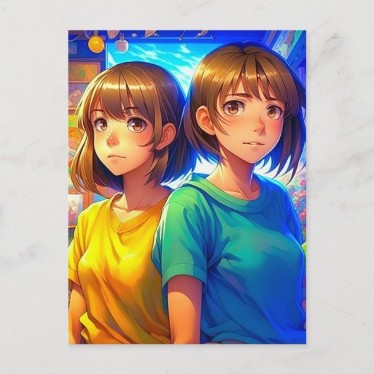 Twin Sisters | Anime Girls Postkarte (Vorderseite)
