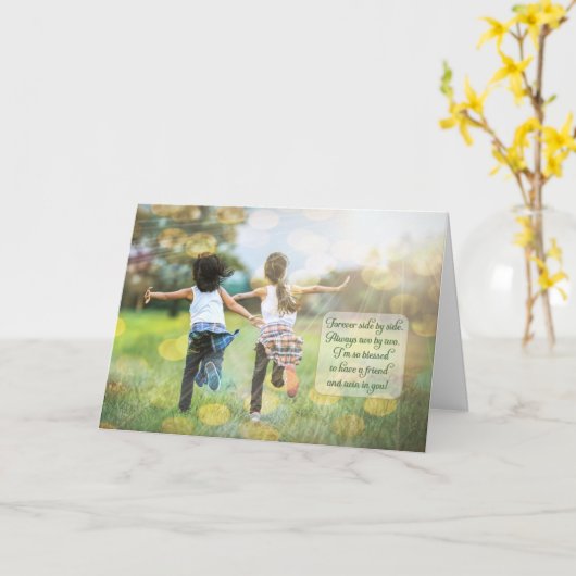 Twin Sister's Birthday Forever Side by Side Karte (Gelbe Blume)