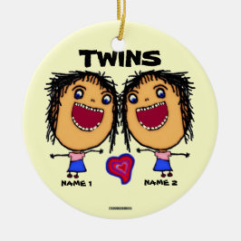 Twin Sisters Cartoon Keramik Ornament