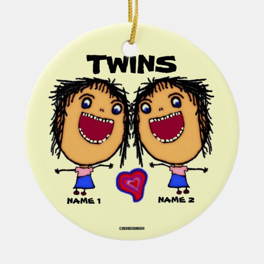 Twin Sisters Cartoon Keramik Ornament (Vorne)