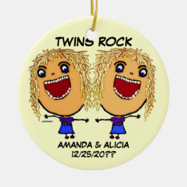Twin Sisters Rock Cartoon Keramik Ornament