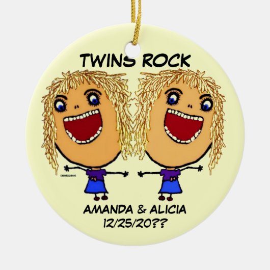 Twin Sisters Rock Cartoon Keramik Ornament (Vorne)